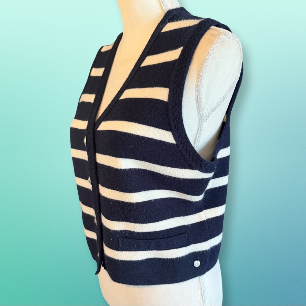 Striped Navy & White Button-Front Knit Vest by Scotch & Soda Amsterdam, NEW - Picture 2 of 4